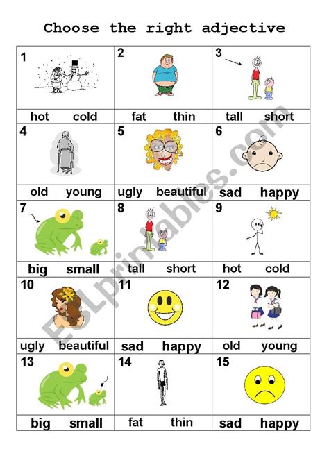 Adjectives Esl Worksheet By Eduran