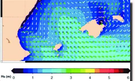 Example of the estimated direction of prevailing winds and currents ...