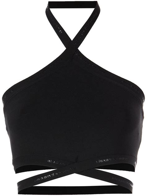 Alexander Wang Regata Frente Única Logo Farfetch Black crop