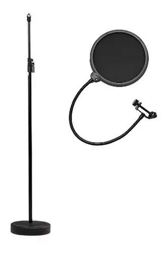 Pedestal Suporte Reto Microfone Base Pesada Pop Filter