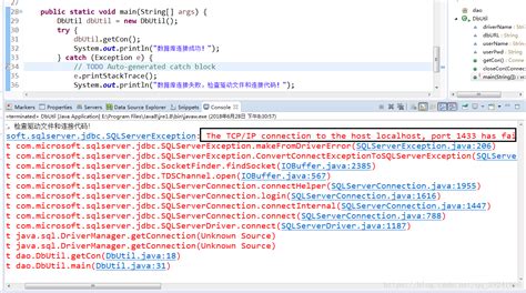 JDBC 连Sql Server 接数据库 The TCP IP connection to the host localhost