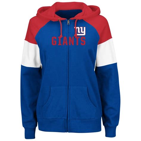 Women's New York Giants Majestic Royal Hot Route Full-Zip Hoodie ...