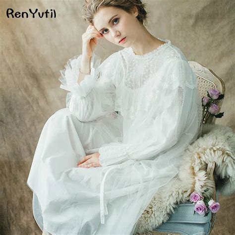 Renyvtil 2017 Night Free Shipping Lace Fairy Nightdress Womens Long