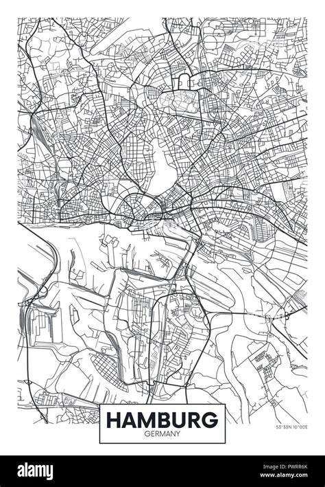 P Ster De Vector Detallado Mapa De La Ciudad De Hamburgo El Plan