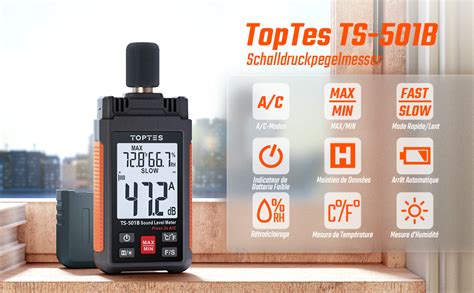 Sonomètre TopTes TS 501B Décibelmètre avec écran LCD rétroéclairé de 2