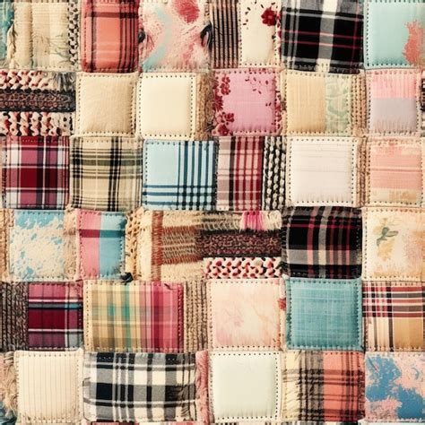 Premium Photo A Close Up Of A Patchwork Quilt With Many Different