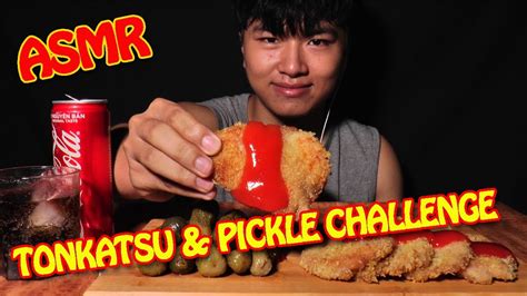 Asmr Tonkatsu And Pickle Challenge Mukbang Eating Sounds No Talking Asmr Master Youtube