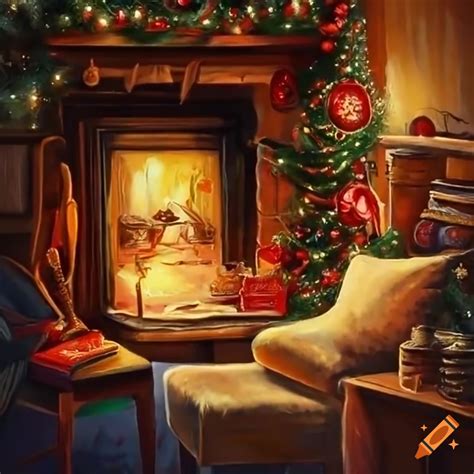 Cozy Book Nook During Christmas On Craiyon