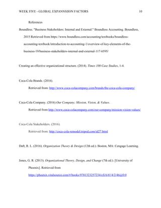 Educational Excellence Example Global Expansion Factors Paper On Coca