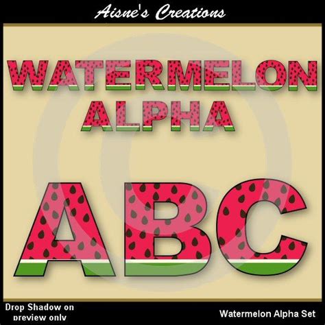 Watermelon Alphabet Letters And Numbers Clip Art Graphics Etsy