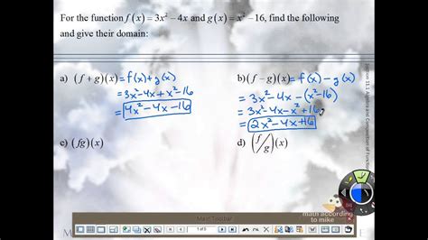 The Algebra Of Functions And Their Domain Part 1 Youtube