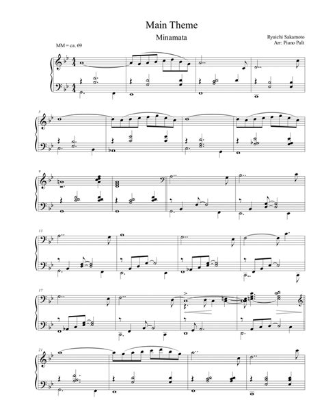 Minamata Sheet Music Ryuichi Sakamoto Piano Solo