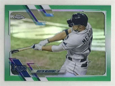 Austin Meadows 2021 Topps Chrome Green Refractor 99 45 MLB Tampa Bay