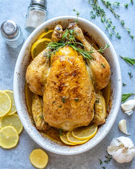 Lemon Garlic Oven Roasted Whole Chicken Healthy Fitness Meals