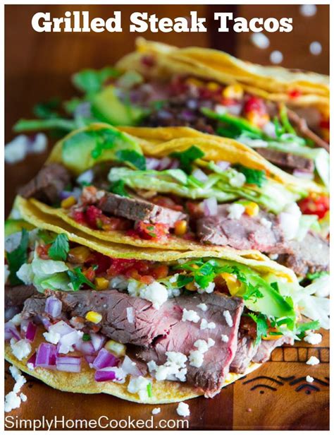 Grilled Flank Steak Tacos Loaded With Homemade Salsa Avocado Cilantro Red Grilling Recipes