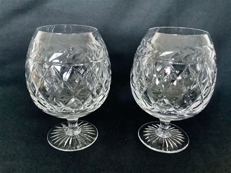 Pair English Crystal Brandy Glasses In The Style Of Stuart Etsy Uk