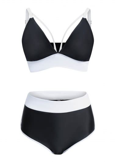 High Waisted Black Contrast Bikini Set Modlily USD 31 98