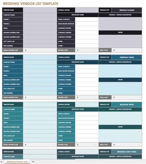 Preferred Vendor List Template