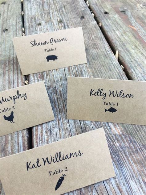 Personalized Meal Choice Place Cards Escort Cards Place Card Table