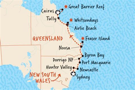 Our Map Of Our Day Tour In Comfort From Sydney To Cairns