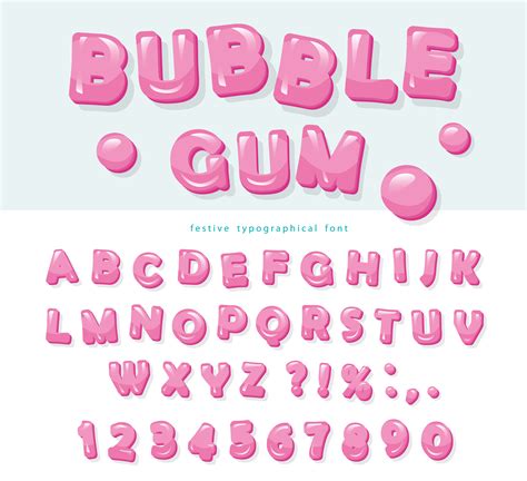 Bubble Gum Font Design Sweet Abc Letters And Numbers Vector