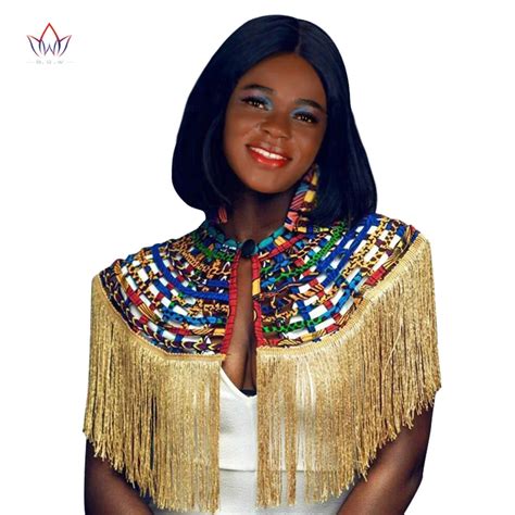 Ankara African Net Necklaces Shawl Collar With Tassel Women Clothings