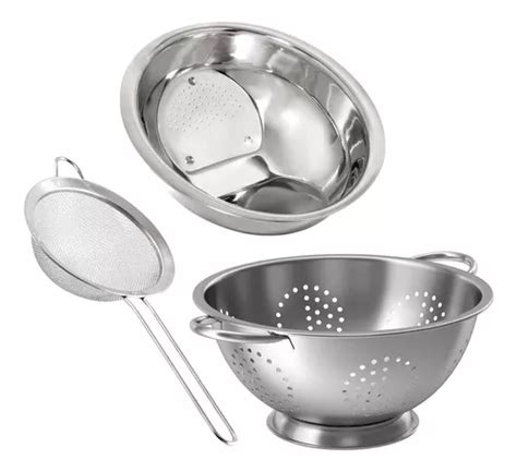 Kit Multiuso Escorredor De Arroz Macarr O E Peneira Inox Mercadolivre