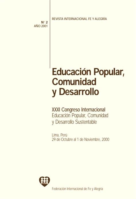 Xxxi Congreso En Per Educaci N Popular Comunidad Y Desarrollo Humano