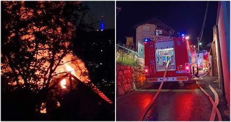 Zapaljena kuća u sarajevskom naselju Širokača Četiri vatrogasna vozila