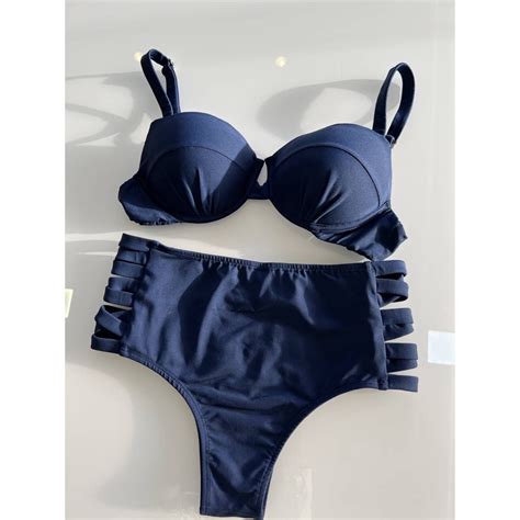 Biquíni Meia taça Hot Pants Azul Marinho Submarino