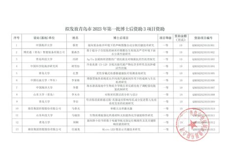 关于公示青岛市2023年第一批博士后资助拟发放单位及人员的通知 配电自动化系统变电站自动化系统青岛中电绿网新能源有限公司