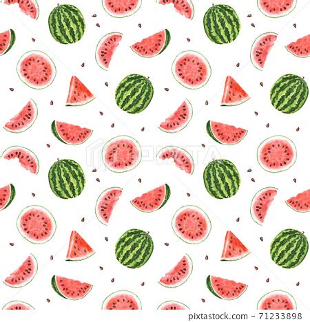 Seamless Pattern With Watercolor Watermelon Stock Illustration