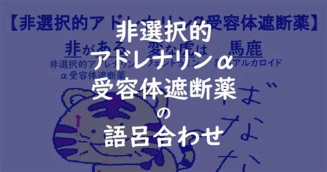 薬理学 ゴロ 非選択的アドレナリンα受容体遮断薬 の語呂合わせ ゴリ薬