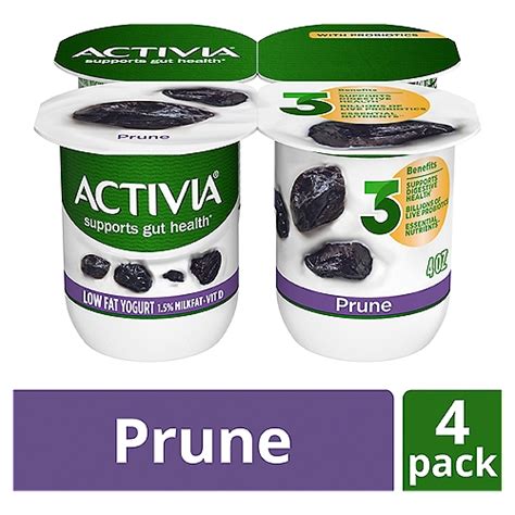 Activia Prune Probiotic Yogurt Lowfat Yogurt Cups 4 Ounce 4 Ct Price Rite