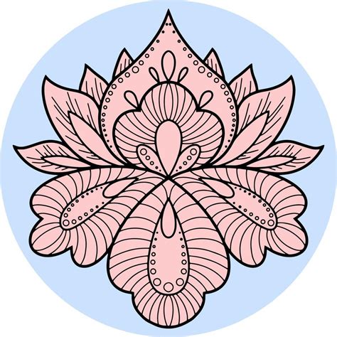 Decorative Pink Lotus Flower On A Blue Round Background Vector Illustration 7808794 Vector Art