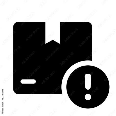 Black Single Square Package Tracking Delivery Exclamation Mark Icon Pack Safety Alert Flat