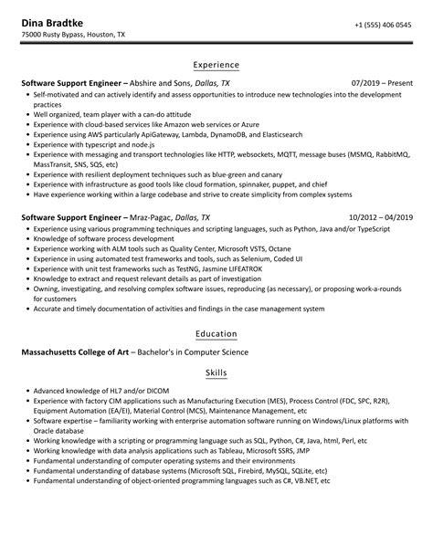 Software Support Engineer Resume Samples Velvet Jobs