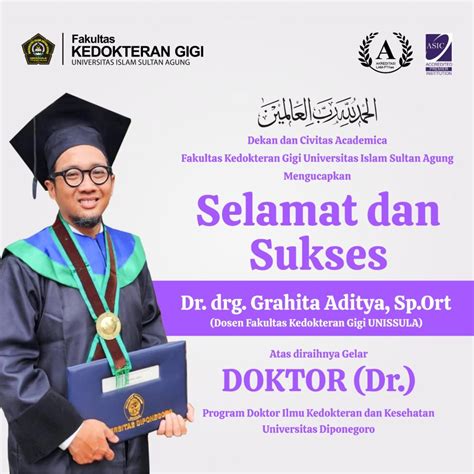 Selamat Dan Sukses Kepada Dr Drg Grahita Aditya Sp Ort Fakultas