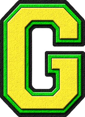 Presentation Alphabets Yellow Kelly Green Varsity Letter G