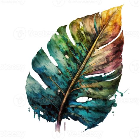 Watercolor Tropical Leaf Cutout 23438372 PNG