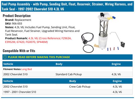 1997 2002 Chevrolet S10 Fuel Pump Replacement 906 003