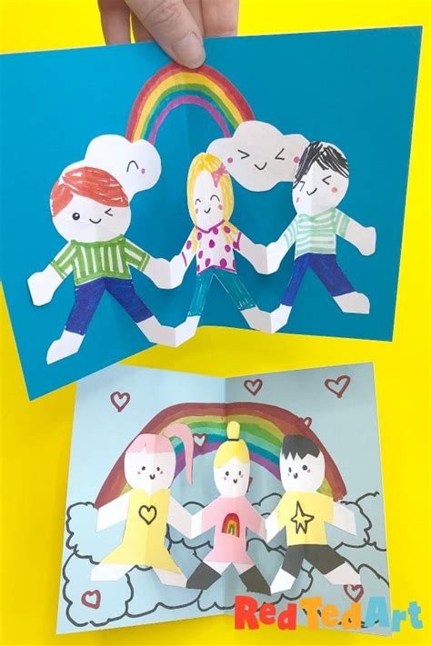 Easy Pop Up Friendship Card - Red Ted Art - Kids Crafts