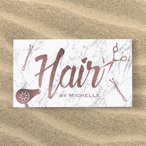 Hair Salon Rose Gold Typography White Marble Business Card Zazzle