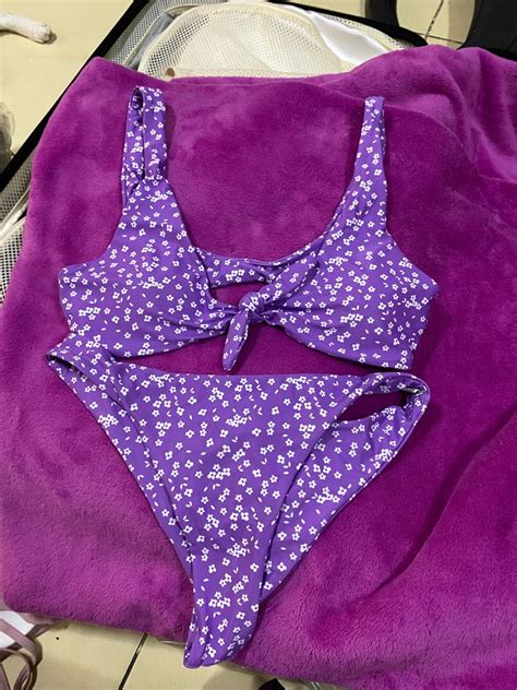 Purple Floral Two Piece Bikini On Carousell