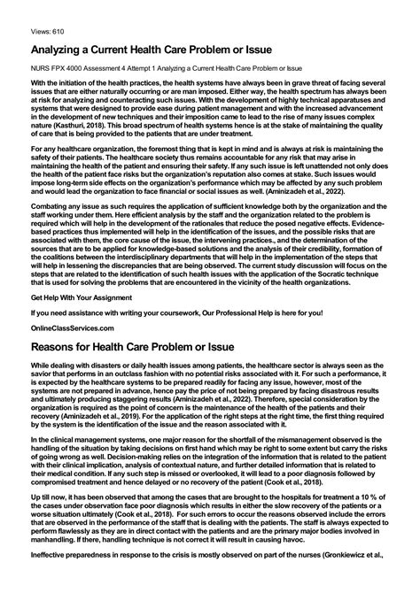 Solution Nurs Fpx Assessment Attempt Analyzing A Current