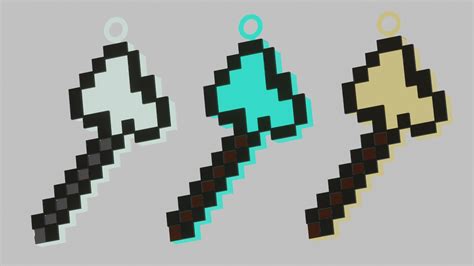 Minecraft Diamond Axe Pixel Art