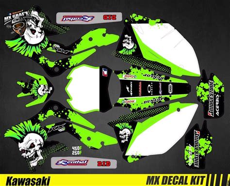 Kit Déco Moto Pour Mx Decal Kit For Kawasaki Kxf Punk Skull Ebay