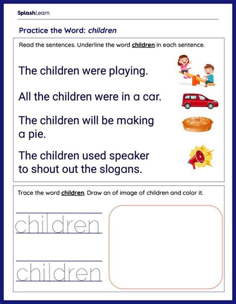 Find Trace And Draw The Word Children Ela Worksheets Splashlearn