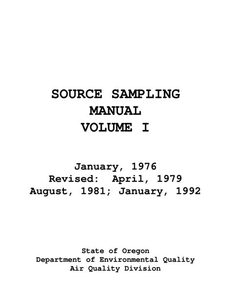 Fillable Online Deq State Or Source Sampling Manual Vol Department