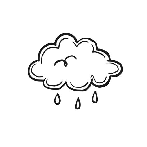 Rainy Cloud Simple Doodle Vector Illustration 9878566 Vector Art At